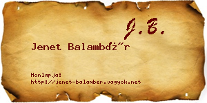 Jenet Balambér névjegykártya
